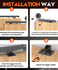 Installation guide for Silent Soft Close Barn Door Hardware Kit with Adjustable Stopper and Damper, no drilling required.