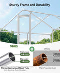 Heavy Duty Metal Chicken Coop Run With Galvanized Hardware Cloth For 20 Birds In The Yard Walk In Poultry Cage With Waterproof Cover Outdoor Enclosure For Chickens Or Ducks Rust Resistant Steel With Anti Fade Finish frame and tube comparison