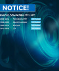 Close-up of vehicle compatibility notice for 2 Front Wheel Bearing Hubs Replacement For Chrysler Town And Country 2008 Through 2016.
