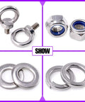 Heavy Duty 36 Piece Stainless Steel M8 Lifting Ring Eye Bolt Kit With 6 Eye Bolts And 10 Lock Nuts 10 Lock Washers And 10 Flat Washers weatherproof stainless steel parts
