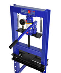 Badass Professional Grade Heavy Duty 6 Ton Hydraulic Shop Press With Real Time Precision Pressure Gauge And Adjustable Work Table for metalworking close-up view.