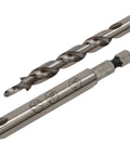 Close-up of Pro Grade Pocket Hole Drill Bit for Accurate Pocket Hole Joinery with marks for 1/2, 3/4, 1-1/2 inch wood Kreg compatible.