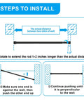 Installation steps for No Sectional Assembly Tension Curtain Rod 56 To 104 Inches 1 Inch Diameter Adjustable Shower Rod