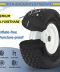 Flat Free Lawn Mower Tire And Wheel Set For Riding Mowers 15x6.00-6 with nails showing puncture-proof solid structure
