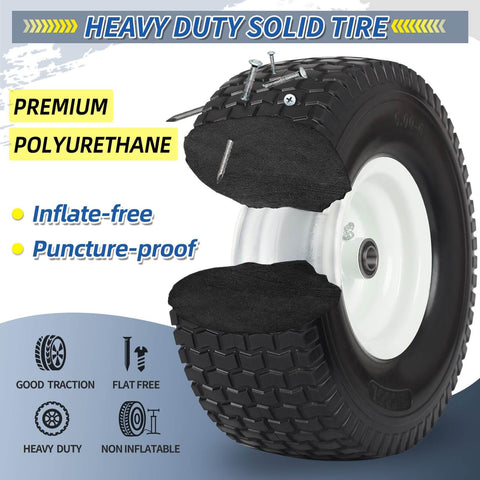 Flat Free Lawn Mower Tire And Wheel Set For Riding Mowers 15x6.00-6 with nails showing puncture-proof solid structure