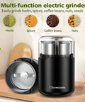Electric Herb Grinder With Press Down Lid Fast Even Grinding Powerful Motor For Spices And Herbs Compact Kitchen Appliance on countertop