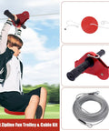 Backyard Zipline Kit for Kids and Adults, 160 Feet Long, Supports 330 lbs, with galvanized cable and spring brake in use