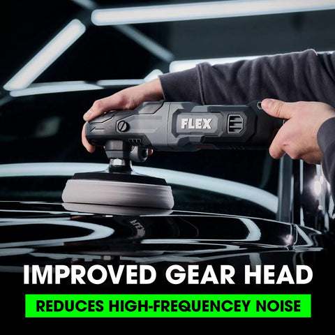 120V Corded Brushless Rotary Polisher For Car Detailing With Beefy 1800 RPM Power Constant Speed Tech Reduced Vibration And Easy Grip FC3311Z For A Pro Level Finish in use on black car