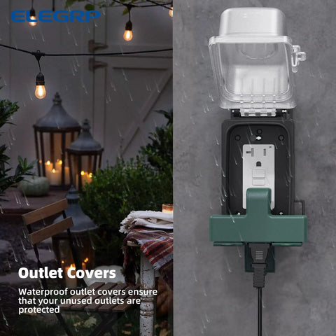 Heavy Duty Weatherproof 3 Outlet Extender Adapter With Triple Grounding And Durable Thermoplastic Construction, Green, in outdoor use