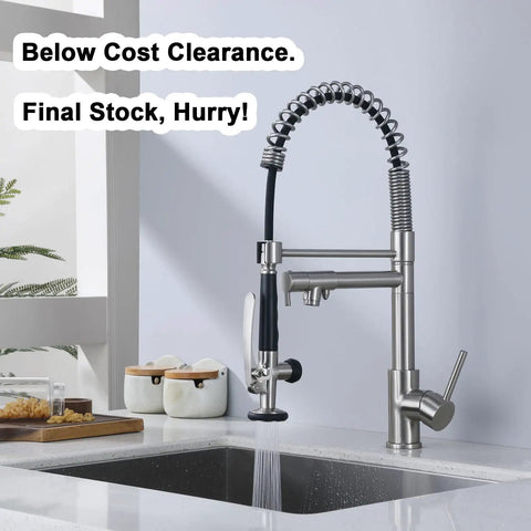 Dope Contemporary Single Handle Kitchen Sink Faucet With Pull Down Sprayer And Pre Rinse Style, installed in kitchen