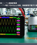 DP100 Pocket DC Power Supply 30V 5A Variable Bench Regulator With Digit Display Tiny But Mighty Portable Lab Power Source 100W USB C PD QC 3.0 Ready Wide 5 to 32V Input On The Go showing <10mVp-p ripple on test screen