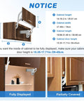 Hydraulic Lift Cabinet Door Hinge With Vertical Up Motion For 19.69 To 31.49 Inch Cabinets Soft Silent Close Adjustable 22lb Capacity Fits Doors 0.9 Inch Thick Sturdy Durable Build For Kitchen And Vanity YJINGRUI showing installation and dimensions, highlighting fully displayed and partially covered cabinet options.