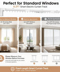 Ultra Quiet 98.4 Inch Motorized Curtain Track With App Control And Remote, Smart Home Curtain System For Living Room And Bedroom, Couch Friendly Auto Open Close With Timed Scheduling, Fixed Length Design, 8.2ft smart electric curtain track for standard windows