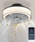 Bladeless Ceiling Fan With Light And Remote 16 Inch Low Profile Flush Mount Dimmable Smart Ceiling Fan With App And Wall Control