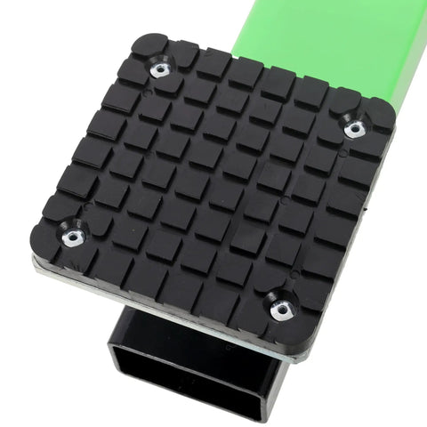 Close-up of Rock Solid Heavy Duty Floor Jack Cross Beam Adapter base with thick grip pads for stability and secure lifting.