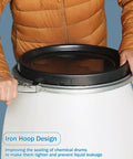 White HDPE Water Storage Barrel With Latch Ring Lid, Food Grade Plastic Bulk Storage Drum For Ready Home Or Emergency Prep