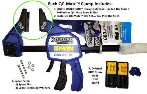 Quick Coupler Hand Clamp Duo Jaw Set In 1/2 Inch And 3/4 Inch Sizes 18 Inch Clamp Length Blue Black Finish Choose Your Jaw Style, IRWIN clamp parts