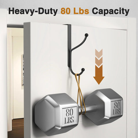 Over Door Hook 2 Pack Heavy Duty Door Hanger Fits Interior Doors Up To 1.4 Inches Thick Organize Coats Hats Towels And Bags