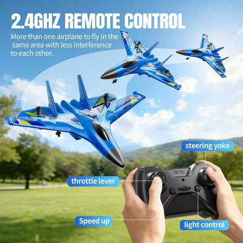 RC Plane For Kids And Adults Easy To Fly With Gyro Stabilizer 2.4GHz Remote Control Aircraft Jet Outdoor Play in flight
