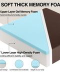 Ultra Thick Recliner Seat Cushion For Seniors showing layers of 1" gel memory foam and 4" high-density foam for support.