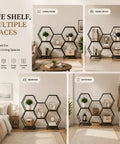 Dope Hexagon Room Divider Shelf With Modular Open Storage Industrial Freestanding Display Bookcase in living room, bedroom, home office, and entryway settings