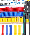 210 Piece Wire Butt Connector Set With Crimping Tool 22-10AWG Insulated Splice Connectors in red, blue, yellow