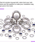 Heavy Duty 36 Piece Stainless Steel M8 Lifting Ring Eye Bolt Kit With 6 Eye Bolts And 10 Lock Nuts 10 Lock Washers And 10 Flat Washers Weatherproof And Rust Resistant For Indoor Outdoor Lifting And Hanging, assorted parts