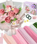 Bulk 500 Pcs Pipe Cleaners Craft Kit With 6 Color Chenille Stems For DIY Flowers Pink Pack Includes Floral Stems Stamens Glue Sticks Ribbon Tape And Floral Paper For bouquet kit