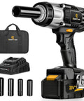 20V Cordless Impact Wrench with Half Inch Chuck, 450 Nm Max Torque, 4.0Ah Battery, Fast Charger, Four Sockets, and Tool Bag