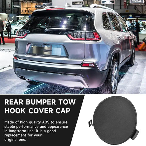 Jeep Cherokee Rear Bumper Tow Hook Cover Cap For 2014 2015 2016 2017 2018 L4 2.4L Gas And 3.2L V6 Gas Direct Fit