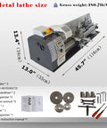 Jaryannix 8 Inch By 32 Inch Mini Metal Lathe With Brushless Motor And Digital Display Offers Variable Speed Control Up To 2500 Rpm for precise woodworking and metalworking dimensions.
