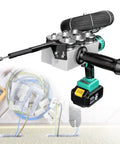 No Sweat Cordless Wire Threader For Electricians With Beefy Brushless Motor And Bright Led Work Light Fast Forty Meter Per Minute Automatic Conduit Feeding Tool For Hardworking Crews on a work site