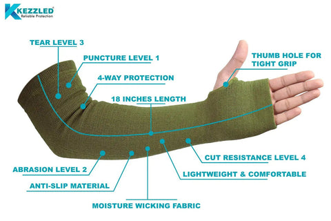 Top Shelf Kevlar Arm Sleeves With Thumb Holes Cut Scratch And Heat Resistant Long Arm Protective Guards showing anti-slip material