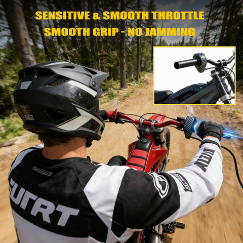 Full Twist Throttle Handle Kit For Sur-Ron S and X Light Bee Segway X160 X260 E-Ride Pro S Upgraded Plug and Play Electric Dirt Bike Throttle With Imitation Carbon Fiber Look And Smooth Rolling Bearings
