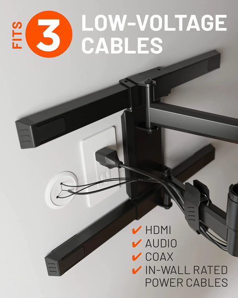 2.25-Inch Mini Cord Hiders For Wall Cable Management conceal up to 3 low-voltage cables behind the wall, shown with HDMI and audio cables