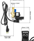 Dimensions of Electronic Drain Valve 4 Pack 110V One Half Inch Integrated Automatic Timed Tank Drain for Compressed Air shown.