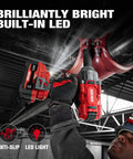 Cordless Impact Wrench Half Inch Drive Built For Tough Jobs 1475 Ft Lbs Breakaway Torque used on metal pipe with LED light
