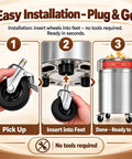 Easy installation of Smooth Rolling Replacement Caster Wheels For Outdoor Fire Pits And Patio Heaters with plug-and-go setup.