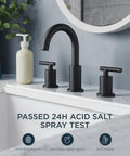 Matte Black 8 Inch Widespread Bathroom Faucet With 3 Holes 2 Handles, 360 Degree Rotating Spout in modern setup