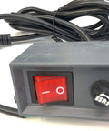 On Off Power Switch Box With Cord For Industrial Sewing Machines 110 Volt Push Button Servo Motor Controller, close-up view