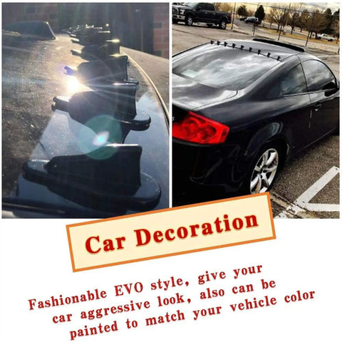 Diffuser Shark Fin Kit 10 Piece Set For Spoiler Roof Wing Air Vortex Generator Black installed on car roof