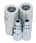 Bad Boy Heavy Duty Air Hose Fittings Rock Solid Three Eighths Inch Npt Air Coupler Plug Kit with shiny steel six ball coupler plugs.