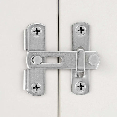 Four Pack Barn Door Latches Stainless Steel Brushed Nickel 1.89 Inch Square Flip Latches Installed on Door