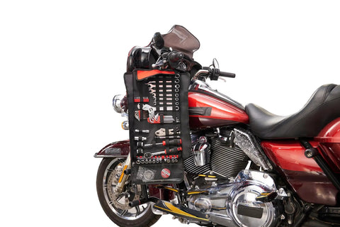 64 Piece Motorcycle Tool Kit With Roll Pouch For Harley Davidson And All Models Built To Tackle Any Trail Or Street Ride on bike