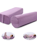 Ultra Plush Velvet Yoga Bolster Set With High Density Foam Cushions For Restorative Yoga And Meditation Rectangular And Cylindrical Meditation Cushions For Super Cozy Ultimate Comfort, purple set