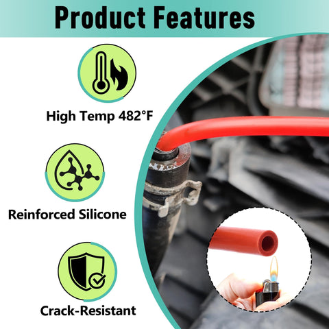 Beefy Three Sixteenth Inch Inner Diameter Nineteen Inch High Temperature Silicone Vacuum Tubing Replacement For Furnace Pressure Switch Hose 79 21491 83 Compatible With Rheem And Ruud HVAC Systems, showing reinforced silicone hose features.
