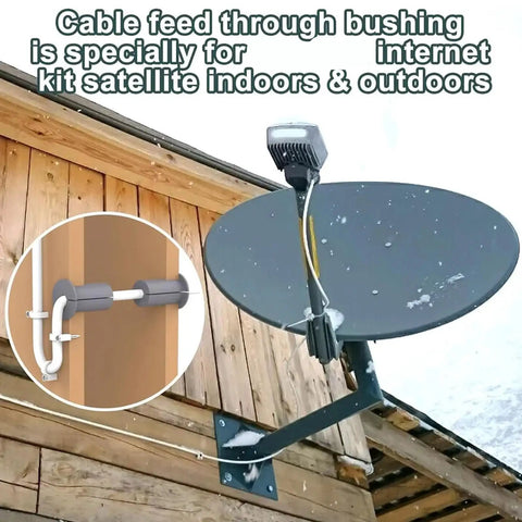Heavy Duty 6 Pack Rubber Cable Routing Kit With Wall Grommets For Sleek Furniture And Drywall Hole Bushing To Keep Your Wires Protected And Manageable Without Messy Cords Hanging Around. installed on satellite cable entry wall