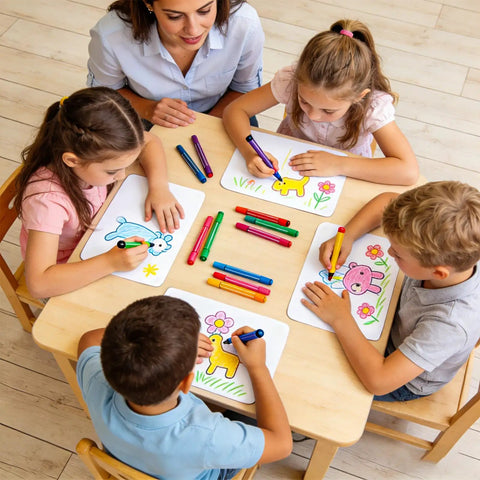Children drawing on 10 Pack Small Whiteboards Double Sided Dry Erase Boards 12x8 Inches Writable Erasable For Office Home Classroom Math