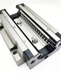 Close-up of Beefy Industrial Grade 2000mm Linear Guide Rail with HSR55CA and HSR55HA Linear Block Slider and Bearing Set