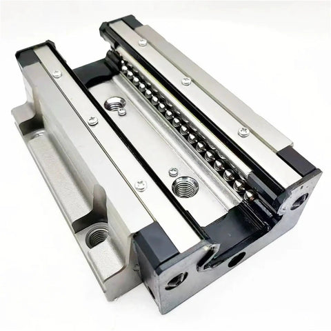 Close-up of Beefy Industrial Grade 2000mm Linear Guide Rail with HSR55CA and HSR55HA Linear Block Slider and Bearing Set